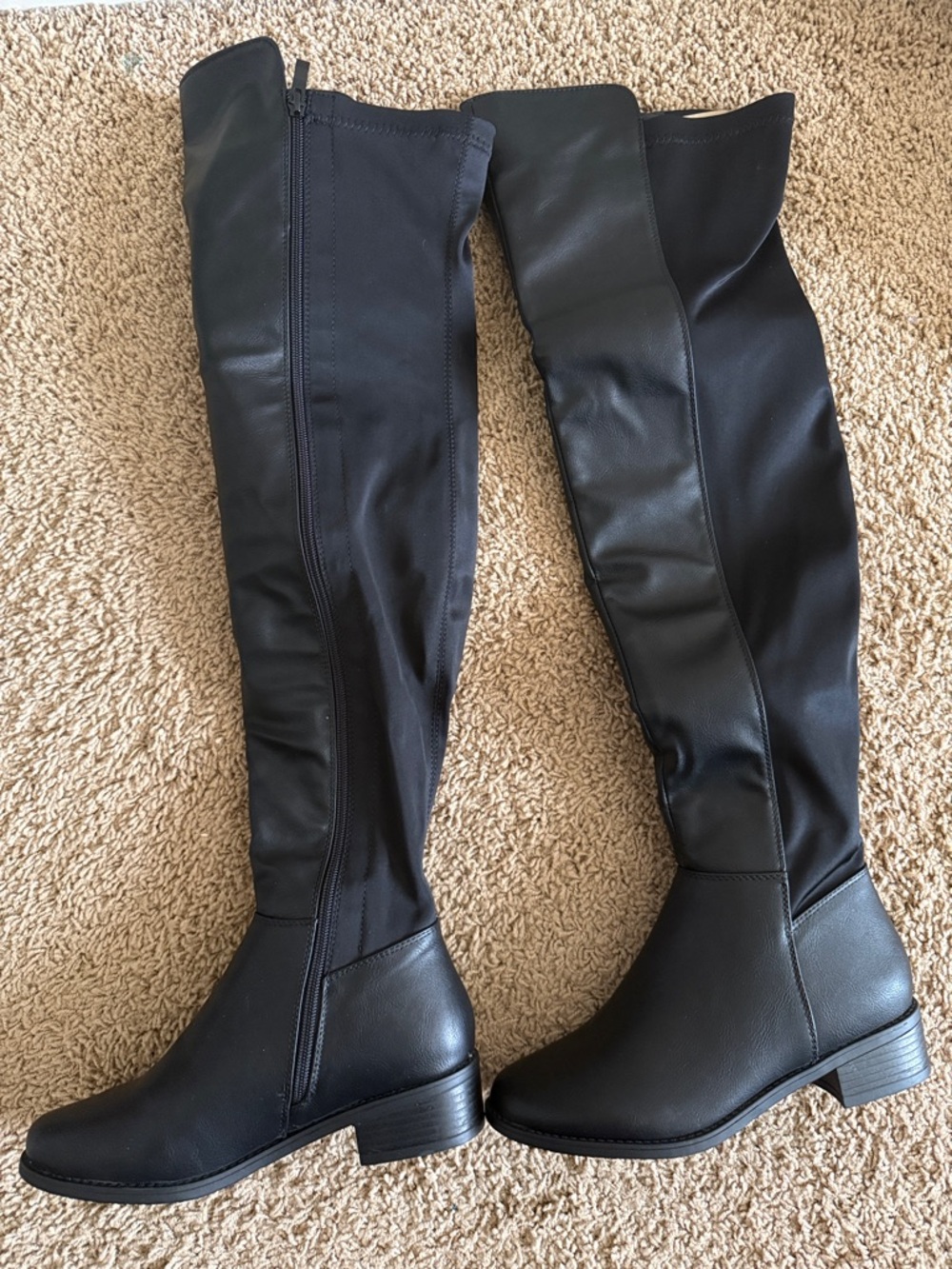 Fashion Nova Black Over-The-Knee Riding Boots